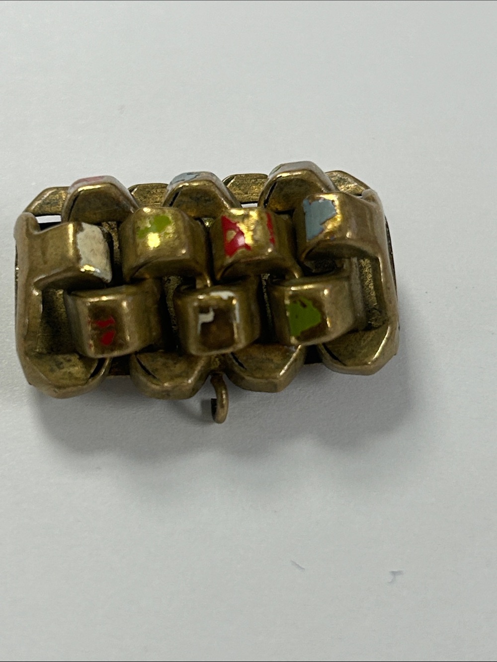 Watch Fob - Vintage German Enamel Brass Brooch Pin